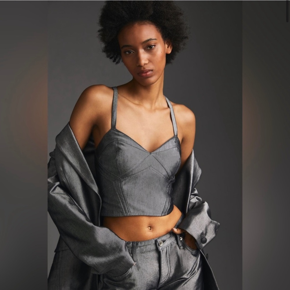 RAG & BONE Top Shine Theresa Crop NWT Silky Metallic fabric NWT